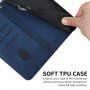 Usnjen flip ovitek z vzorcem za iPhone 13 - temno modra