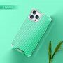 Trpežen lesketajoč etui z vertikalno mrežico za iPhone 13 Pro Max - zelena