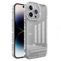 Prozoren etui z diamantnim efektom za iPhone 14 Pro - siva