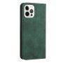 Usnjen flip ovitek z vzorcem za iPhone 14 Pro Max - temno zelena