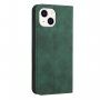 Usnjen flip ovitek z vzorcem za iPhone 14 Plus - temno zelena