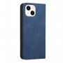 Usnjen flip ovitek z vzorcem za iPhone 14 Plus - temno modra