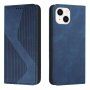 Usnjen flip ovitek z vzorcem za iPhone 14 - temno modra
