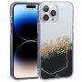 Prozoren marmorni etui s kamenčki za iPhone 14 Pro Max - črna