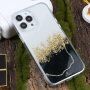 Prozoren marmorni etui s kamenčki za iPhone 14 Pro Max - črna