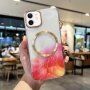 Prozoren etui z vzorcem vodenih barv in MagSafe za iPhone 12 - rdeče