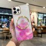 Prozoren etui z vzorcem vodenih barv in MagSafe za iPhone 11 Pro Max - roza