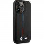 BMW M Tricolor Stripe etui za iPhone 14 Pro Max - črna