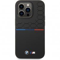 BMW M Tricolor silikonski etui za iPhone 14 Pro Max - črna