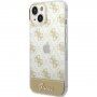 Guess Peony Glitter Script Logo etui za iPhone 14 - zlati