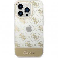 Guess Peony Glitter Script Logo etui za iPhone 14 Pro - zlati