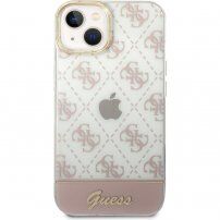 Guess Peony Glitter Script Logo etui za iPhone 14 - roza