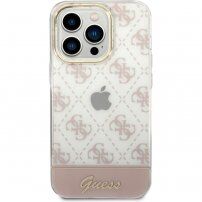 Guess Peony Glitter Script Logo etui za iPhone 14 Pro Max - roza