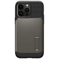 Spigen Slim Armor trpežen etui s stojalom in MagSafe za iPhone 14 Pro Max - siva