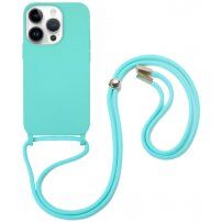 Silikonski ovitek z vrvico za iPhone 13 Pro - modro