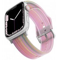 Mat prosojen silikonski trakec s paski za Apple Watch 42mm / 41mm / 40mm / 38mm - roza