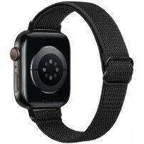 Nylon tanki trakec z drsno zaponko za Apple Watch Ultra 49mm / 46mm / 45mm / 44mm / 42mm - črna