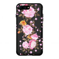Super trpežna torbica za Apple iPhone 7 Plus - črna z rožami