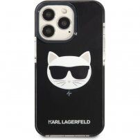 Karl Lagerfeld Choupette Head ovitek za iPhone 13 Pro Max - črna