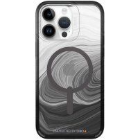 GEAR4 D3O Milan Snap Black Swirl prozoren etui z MagSafe za iPhone 14 Pro Max - črna
