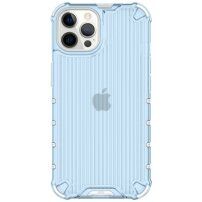 Trpežen lesketajoč etui z vertikalno mrežico za iPhone 12 Pro Max - modro