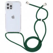 Prozoren ovitek z vrvico za iPhone 14 Pro Max - temno zelena