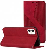 Usnjen flip ovitek z vzorcem za iPhone 11 - rdeče