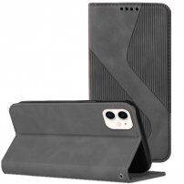 Usnjen flip ovitek z vzorcem za iPhone 11 - siva