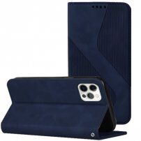 Usnjen flip ovitek z vzorcem za iPhone 11 Pro Max - temno modra
