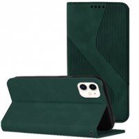 Usnjen flip ovitek z vzorcem za iPhone 12 mini - temno zelena