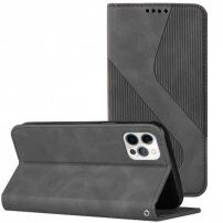 Usnjen flip ovitek z vzorcem za iPhone 12 Pro Max - siva