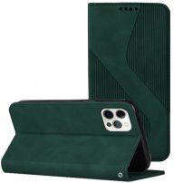 Usnjen flip ovitek z vzorcem za iPhone 12 Pro Max - temno zelena