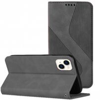 Usnjen flip ovitek z vzorcem za iPhone 14 - siva