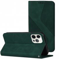 Usnjen flip ovitek z vzorcem za iPhone 14 Pro - temno zelena