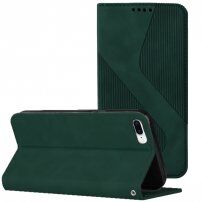 Usnjen flip ovitek z vzorcem za iPhone 7 Plus / 8 Plus - temno zelena