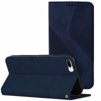 Usnjen flip ovitek z vzorcem za iPhone 7 Plus / 8 Plus - temno modra