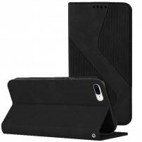 Usnjen flip ovitek z vzorcem za iPhone 7 Plus / 8 Plus - črna