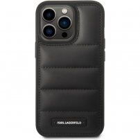 Karl Lagerfeld Quilted Puffy Metal Logo etui za iPhone 14 Pro - črna