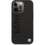 BMW Leather Hot Stamp ovitek za iPhone 14 Pro Max - črna