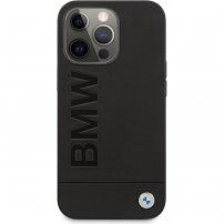 BMW Leather Hot Stamp ovitek za iPhone 14 Pro Max - črna