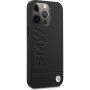 BMW Leather Hot Stamp ovitek za iPhone 14 Pro Max - črna