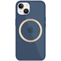 Lesketajoč prozoren etui z MagSafe za iPhone 14 - temno modra