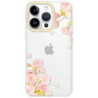 Prozoren etui z vzorcem cvetlic za iPhone 13 Pro Max - begonija