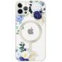 Cvetlični prozoren etui z MagSafe za iPhone 11 Pro Max - modro