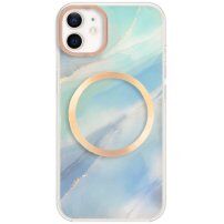 Marmorni etui z MagSafe za iPhone 12 / 12 Pro - modro