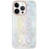 Etui z vzorom kačje kože za iPhone 13 Pro - pastelno vijoličen