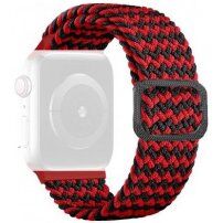 Pasek s pletenim vzorcem za Apple Watch Ultra 49mm / 46mm / 45mm / 44mm / 42mm - črno-rdeča