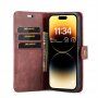 DG.MING 2v1 snemljiv flip etui za iPhone 14 Pro - bordo