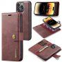 DG.MING 2v1 snemljiv flip etui za iPhone 14 Pro Max - bordo