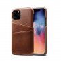 Usnjen ovitek z žepom za kartice za iPhone 11 Pro Max - rjava